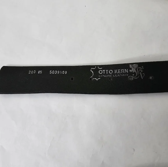 Otto Kern Silver, Black & Metal Leather Belt Large Silver Buckle - Picture 8 of 8